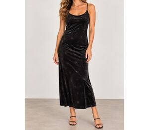 Vintage Jody California Black Shimmer Maxi Dress Size 18 Slip Made USA gothic